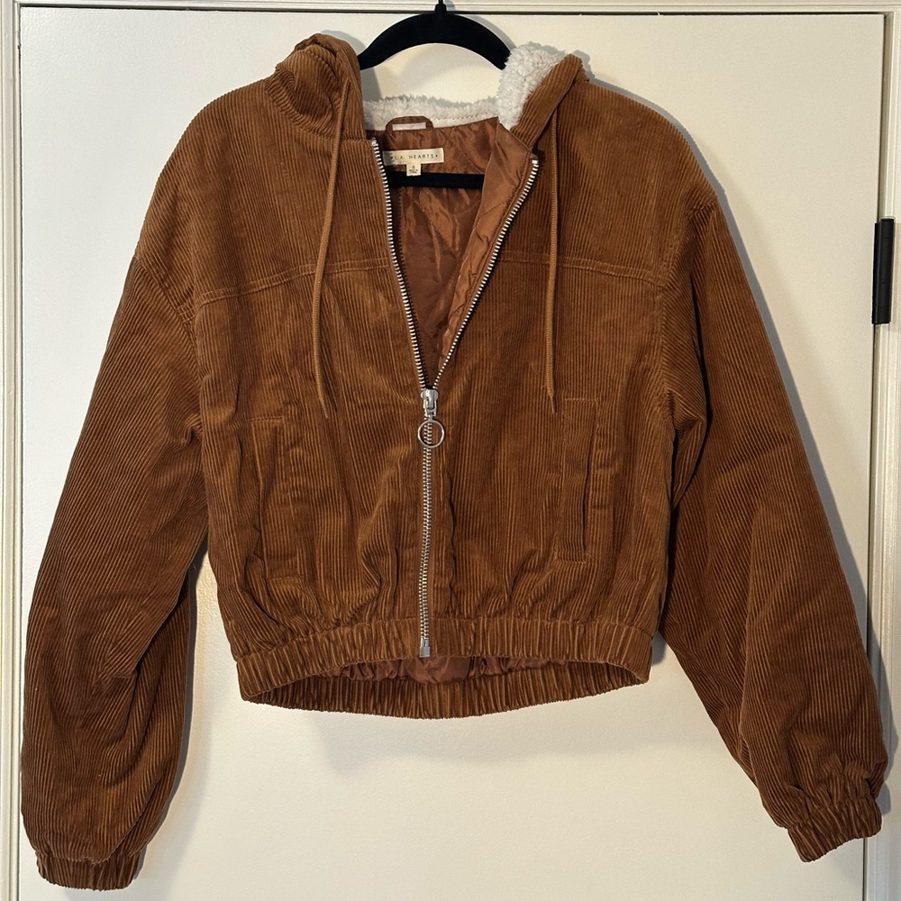 L. A. Hearts hooded corduroy jacket size small